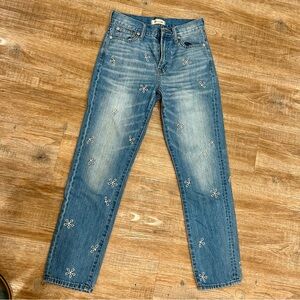 Madewell Blue Embroidered Women Jeans